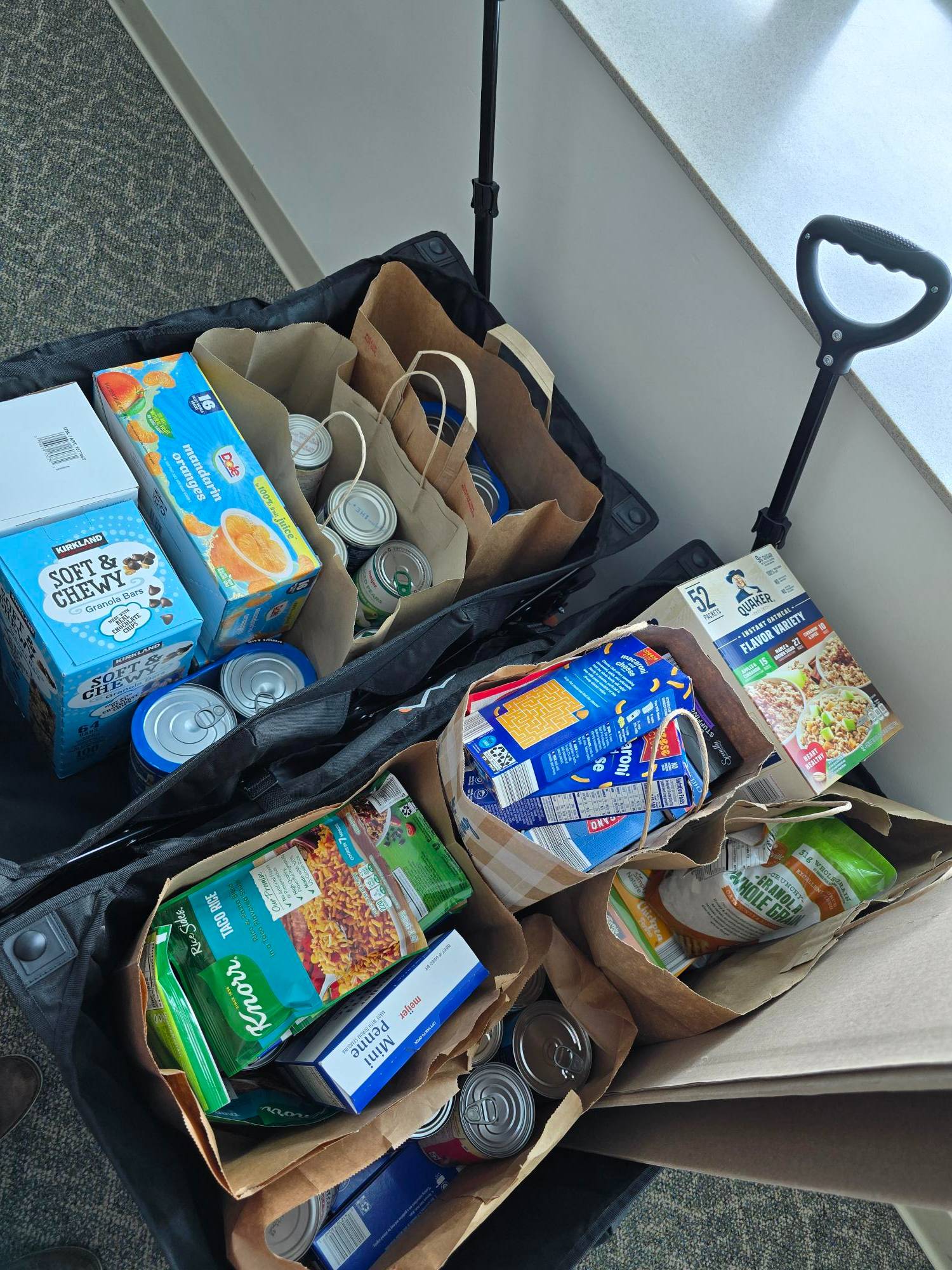 Full wagons of donated food items